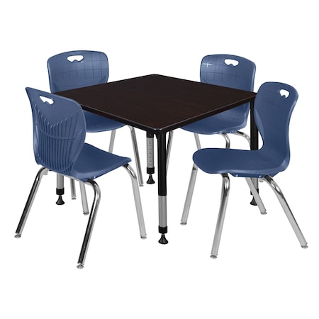 Regency Kee Height Adjustable Classroom Table Set with four 18"Andy Chairs
